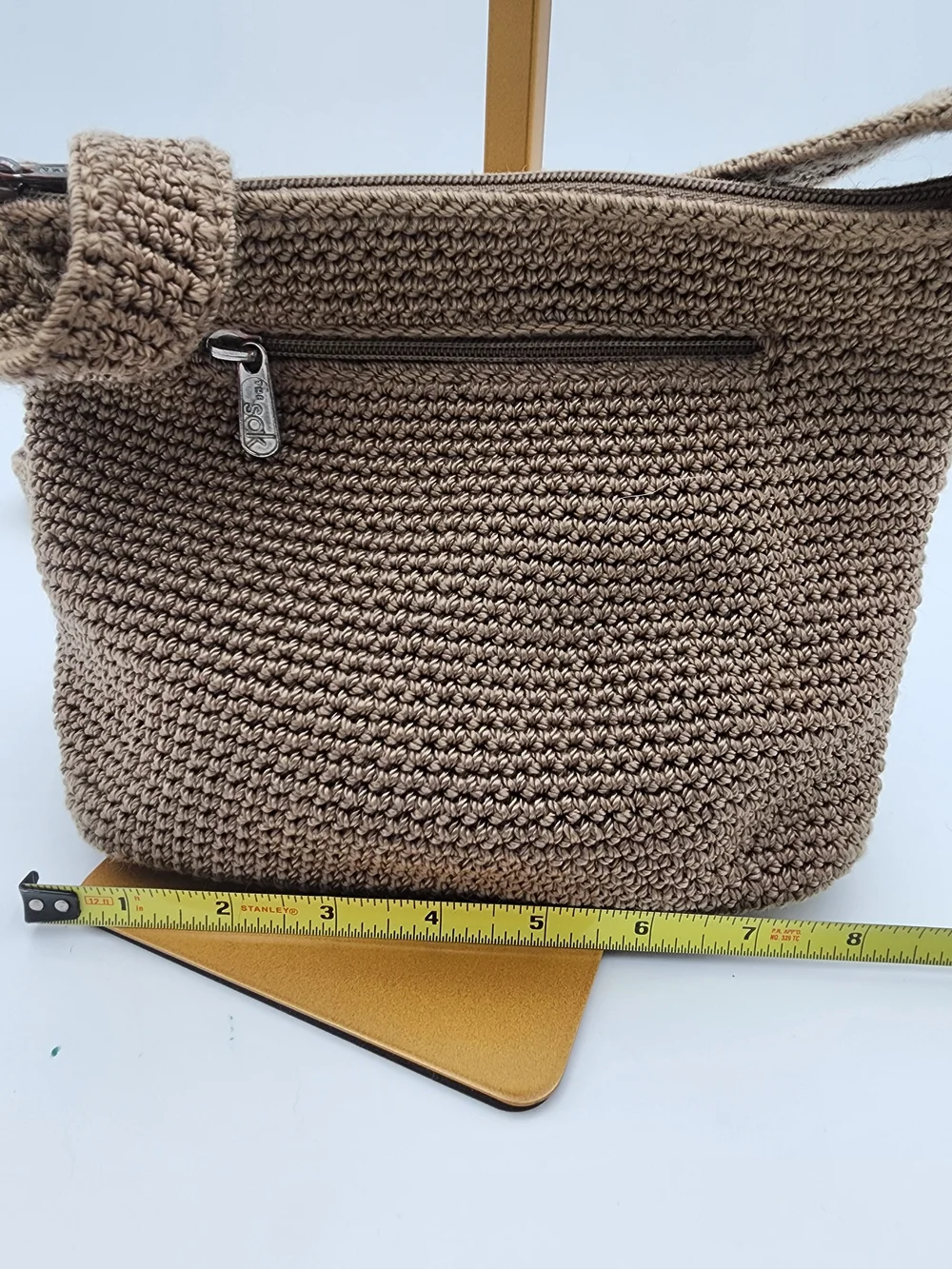 The Sak Crochet Shoulder Bag in Taupe Brown